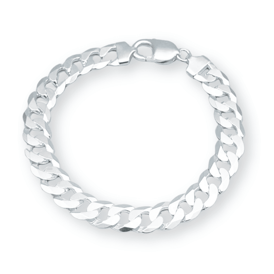 925er Silber Schweizer Figaro-Armband mit 6 bis 8 mm Zirkonia